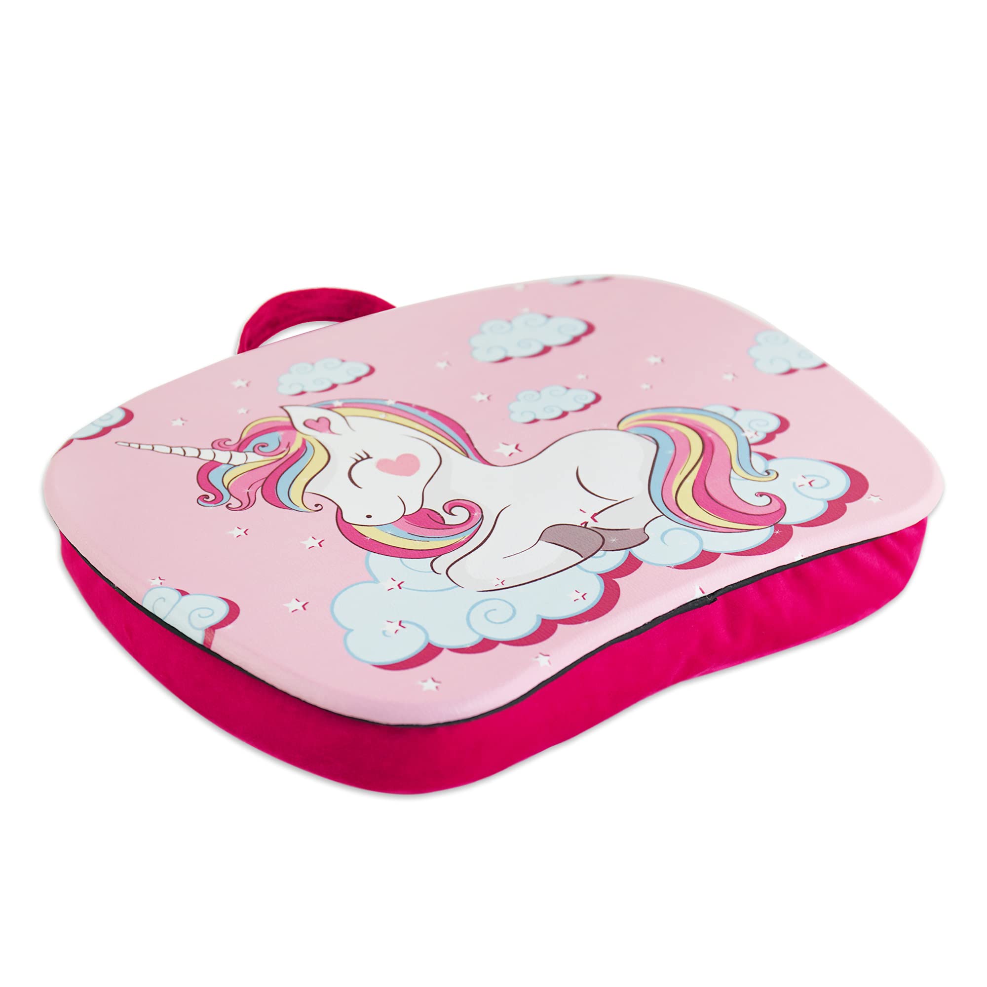 QIELIZI Kids Lap Desk for Laptops Up to 11.6 Inch - Portable Study & Drawing Table for Students, Adults & Pets - Unicorn Themed Craft Desk for Bed, Sofa & Floor Use