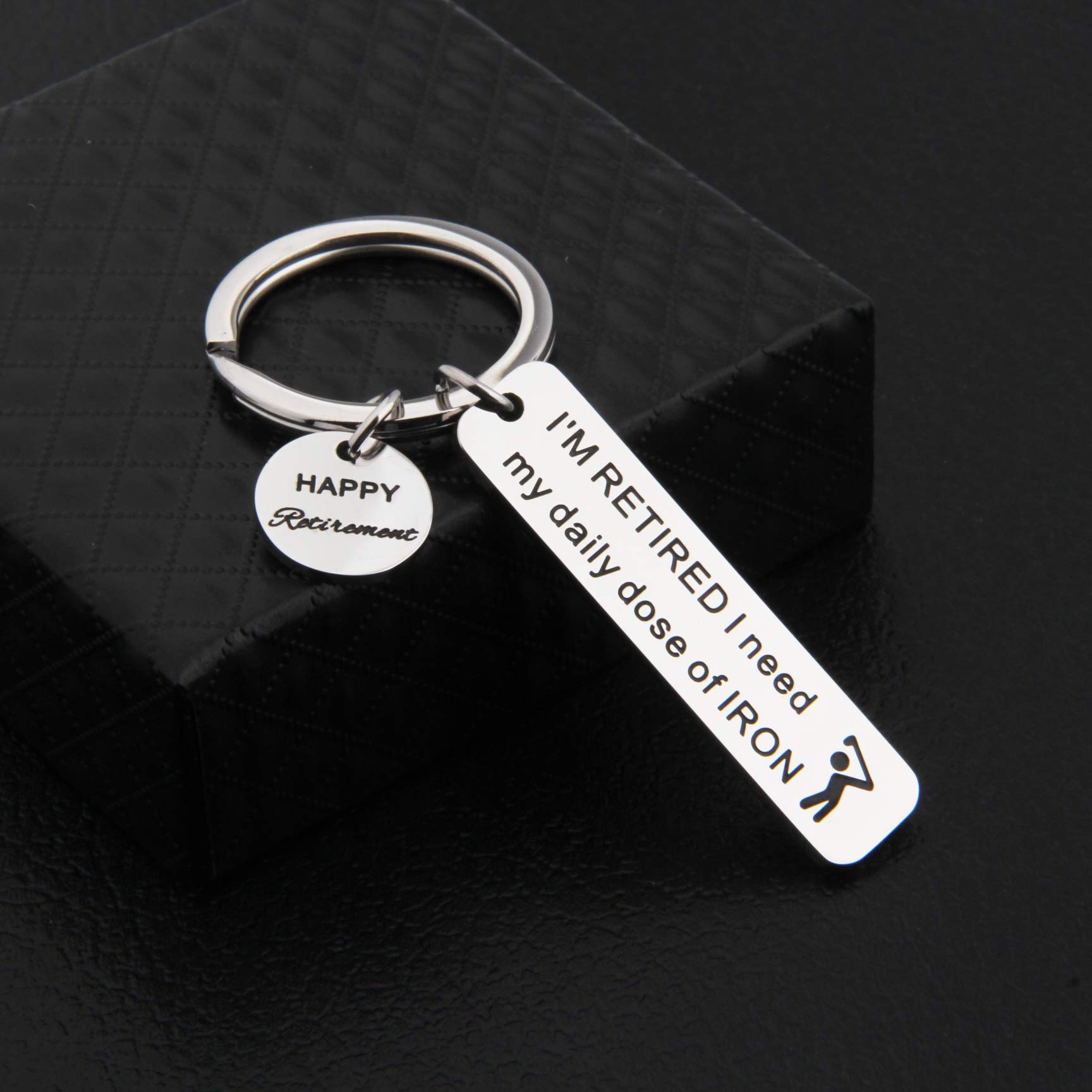 Retirement Keychain for Golf Lovers - Engraved 'I'm Retired I Need My Daily Dose of IRON' Golf Gift - Perfect Golfer Retirement Present for Men & Women - Great for Retirement Parties & Golf Tournaments