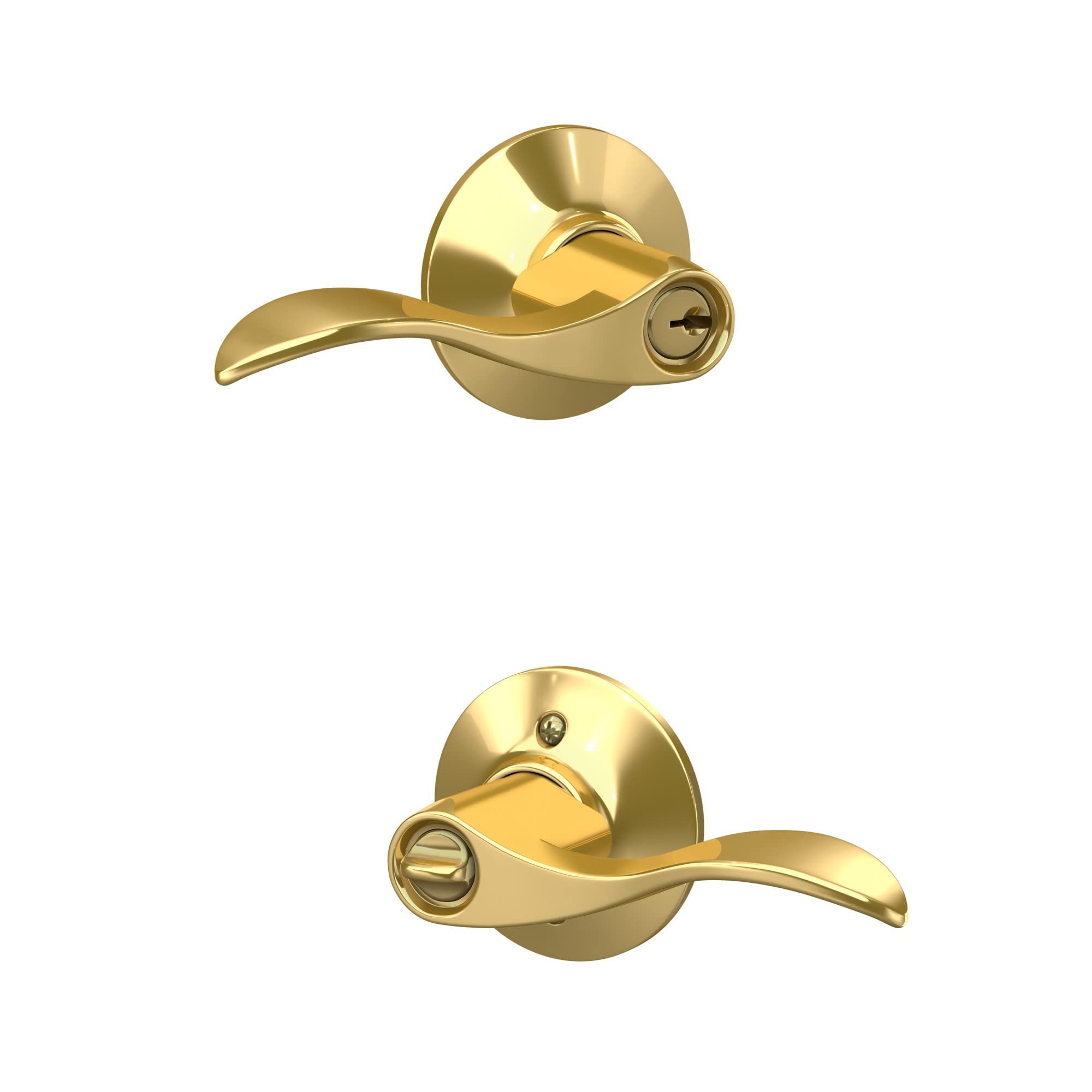 Schlage F51A ACC 505 Keyed Entry Door Lever Lock in Bright Brass - Secure & Stylish Entry Door Handle for Homes, Offices & Apartments
