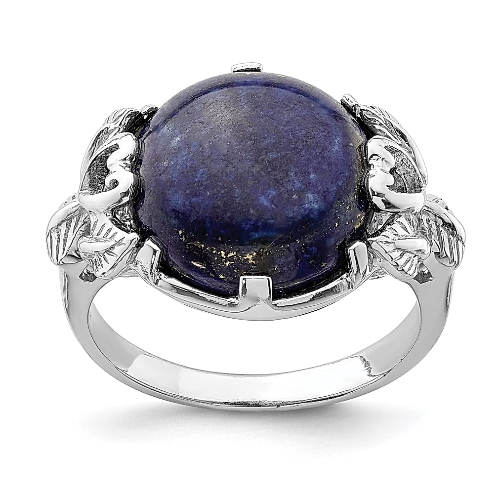 925 Sterling Silver Lapis Lazuli Ring - Natural Stone Shell Wood Jewelry for Women | Elegant Gift for Her | Perfect for Weddings, Anniversaries & Special Occasions