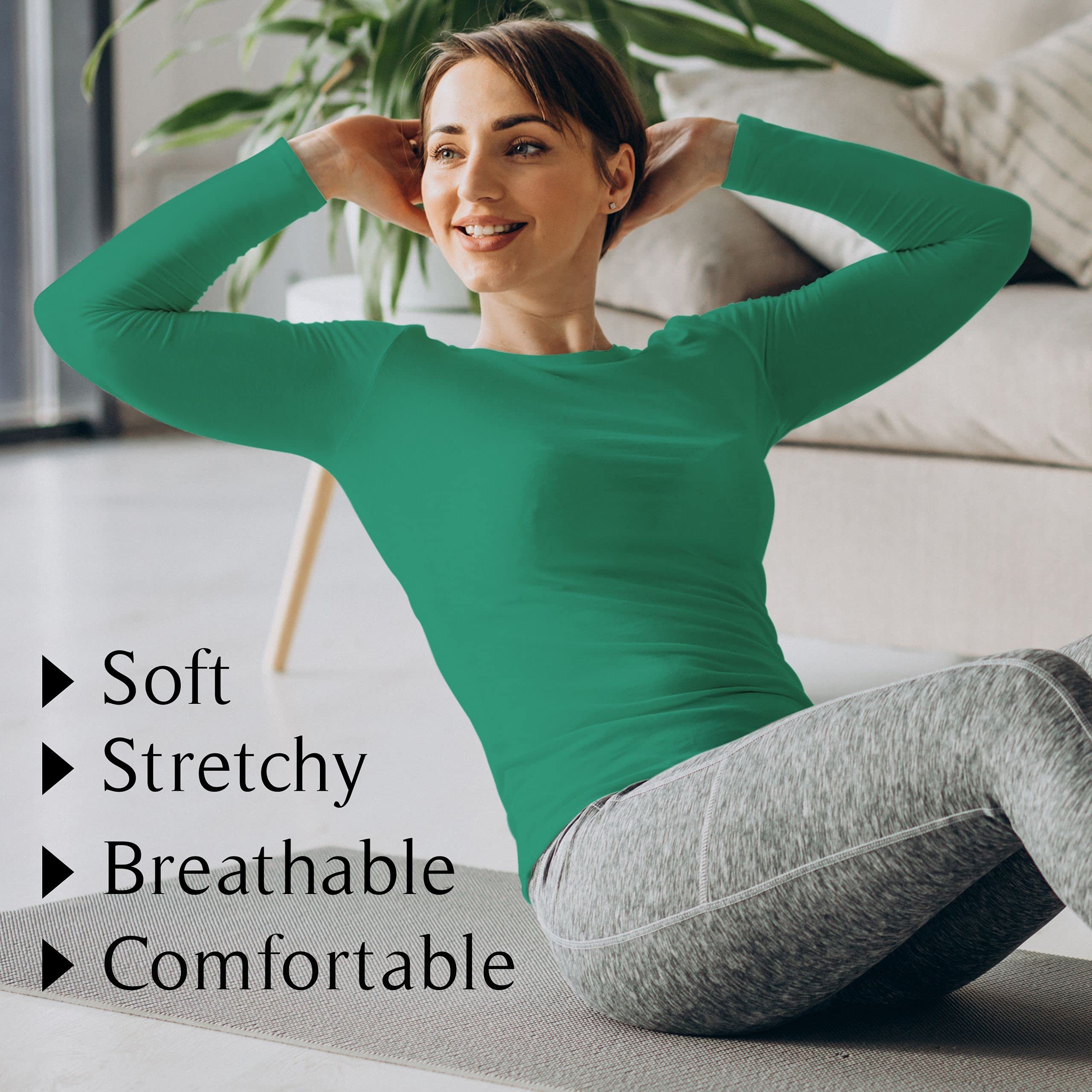 BaHoki Essentials Long Sleeve Undershirts for Scrubs - Stretchy Comfort Fit Layering Base Shirt for Nurses & Medical Professionals | Perfect Under Scrubs for Hospital Shifts & Clinical Work