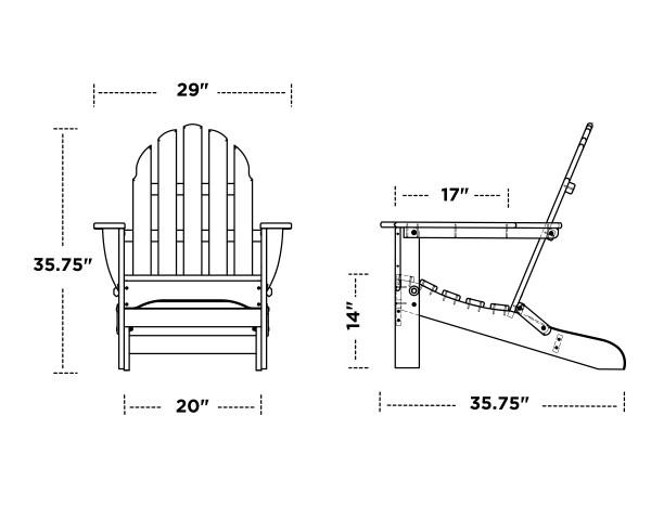Polywood Classic Folding Adirondack Chair - Durable Outdoor Furniture for Patio, Poolside & Garden Relaxation - Weather-Resistant Recycled Plastic Material