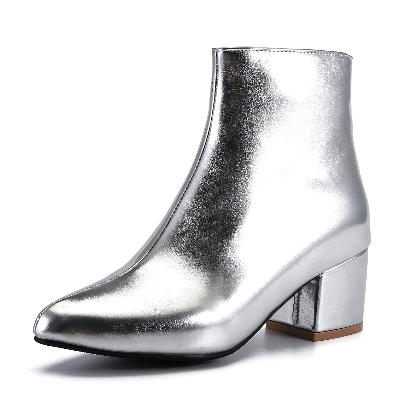LIURUIJIA Women's Pointed Toe Ankle Boots with Chunky Heel & Side Zipper - Comfortable Lined Booties for Fall Winter Fashion | Perfect for Office, Dating & Casual Outfits