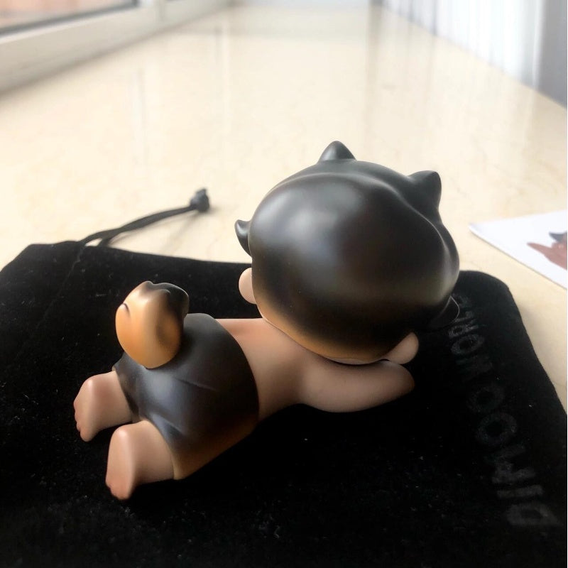 DIMOO Black Shiba Inu Lying Down Limited Edition Collectible Figure - Perfect for Anime Fans, Desk Decor & Gift Giving