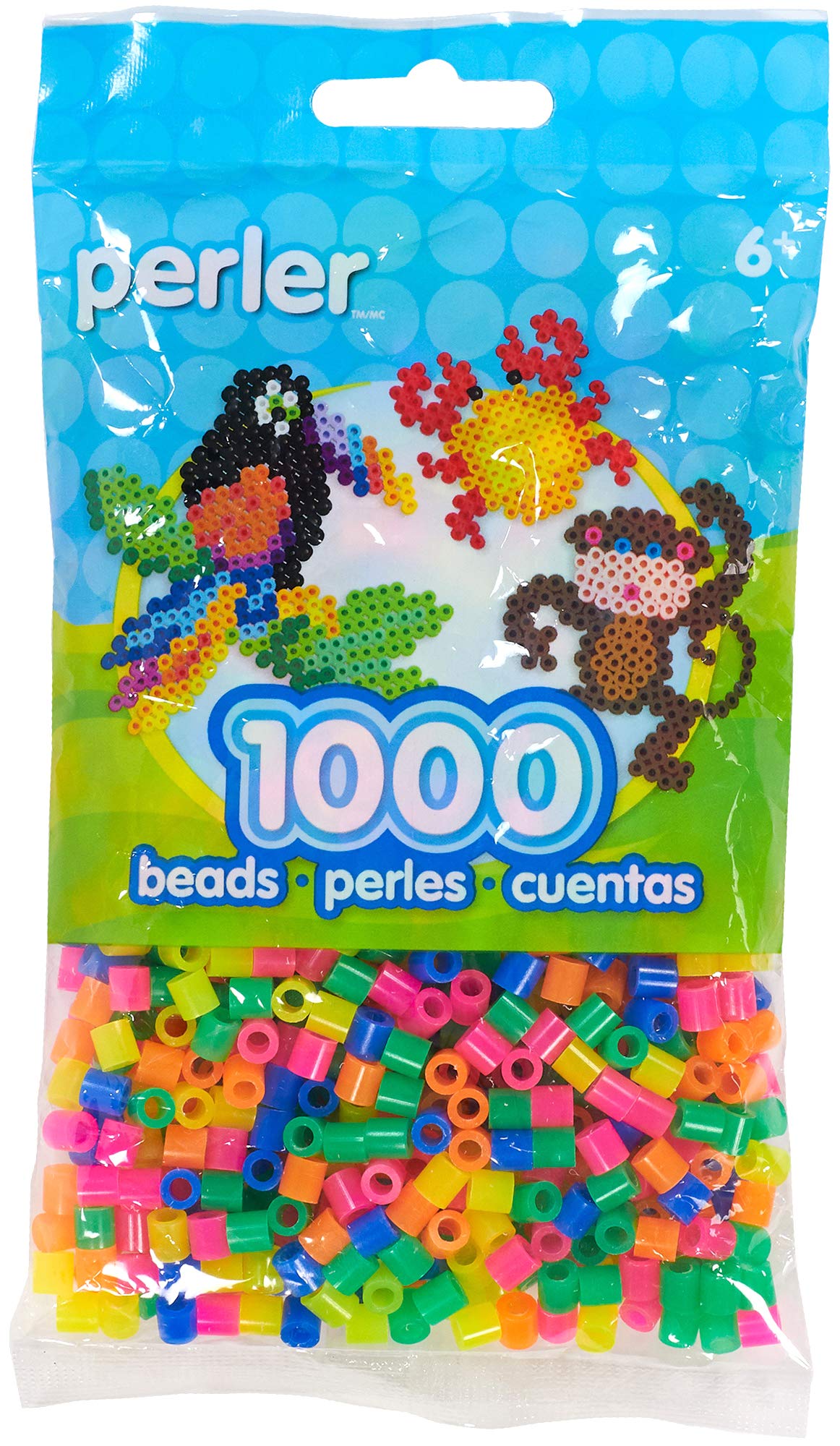 Perler Beads 80-15186 Neon Mix 1000 Beads - Small Multicolor Plastic Beads for Kids Crafts, DIY Jewelry Making & Fun Art Projects