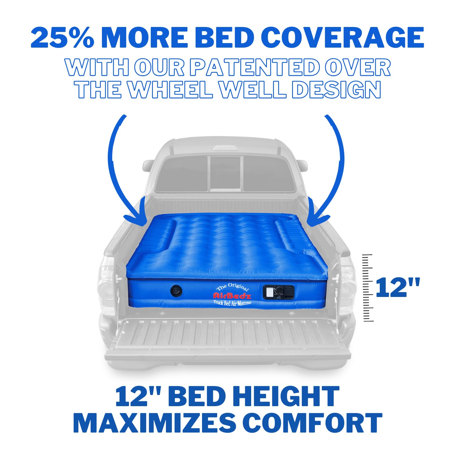 Pittman Outdoors PPI 102 AirBedz Original Truck Bed Air Mattress - Full Size 6'-6.5' Short Truck Air Mattress (Blue) | Camping, Road Trips & Outdoor Adventures