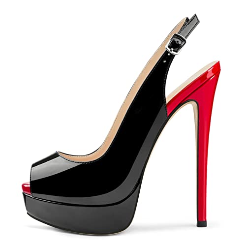 Slingback Black With Red Heel