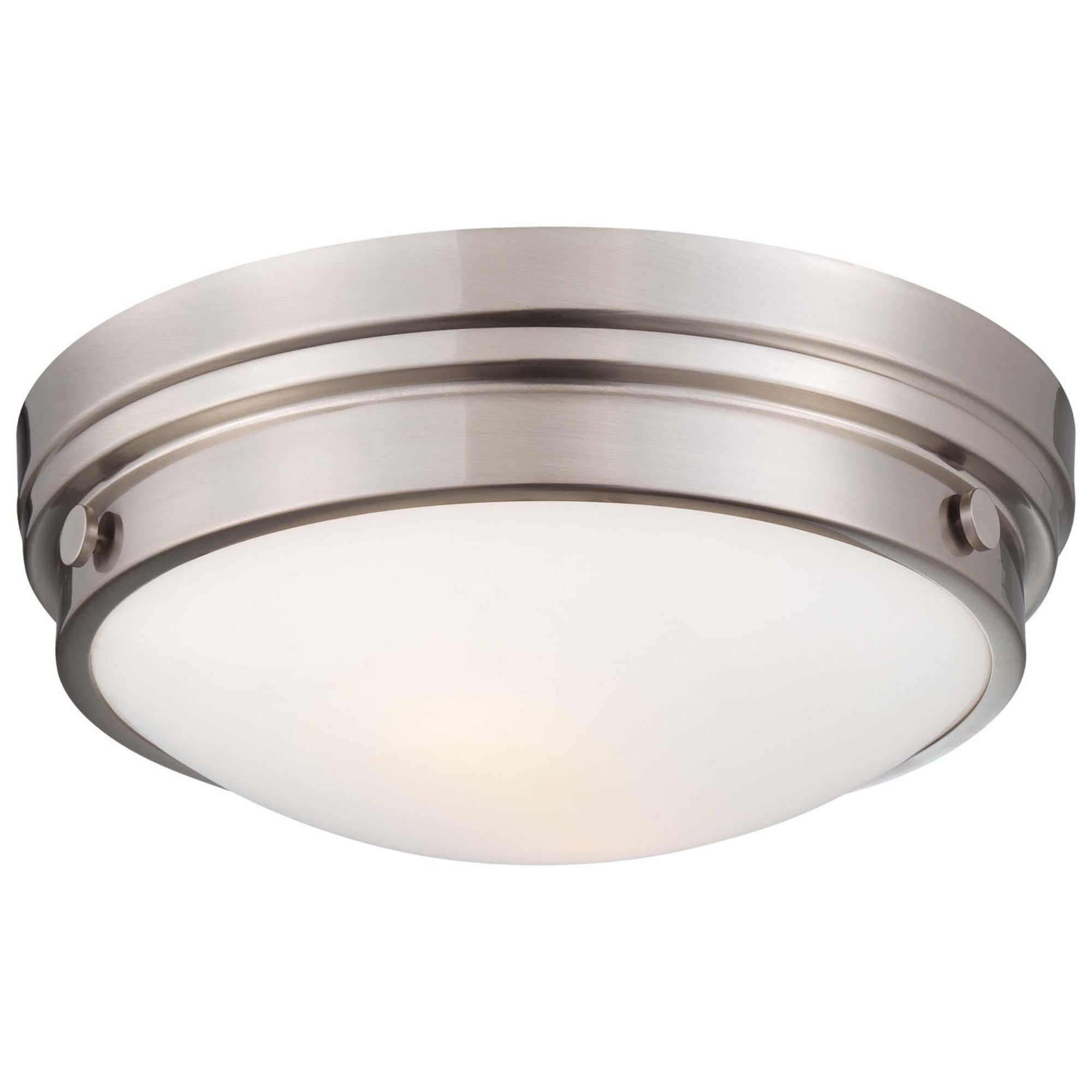 13 Inch 2-Light Flush Mount Ceiling Light Fixture - Brushed Nickel Finish - Perfect for Bedroom, Kitchen, or Hallway Lighting