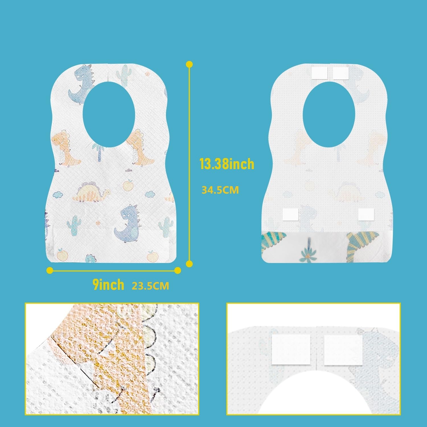 40/60PCS Disposable Baby Bibs & Drool Bibs - Waterproof, Oil-Proof, Individually Packaged, Super Soft & Adjustable Size - Perfect for Feeding, Teething & Messy Playtime