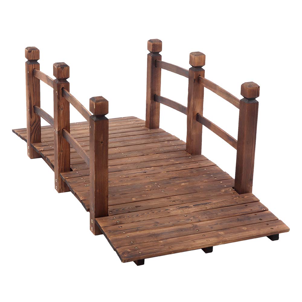 Carbonized Wood Arch Bridge for Small Outdoor Garden Landscaping - Durable Anti-Corrosive Fir Material, Moisture-Proof, 500lbs Weight Capacity - Perfect for Backyard Ponds, Japanese Zen Gardens & Pathway Decor