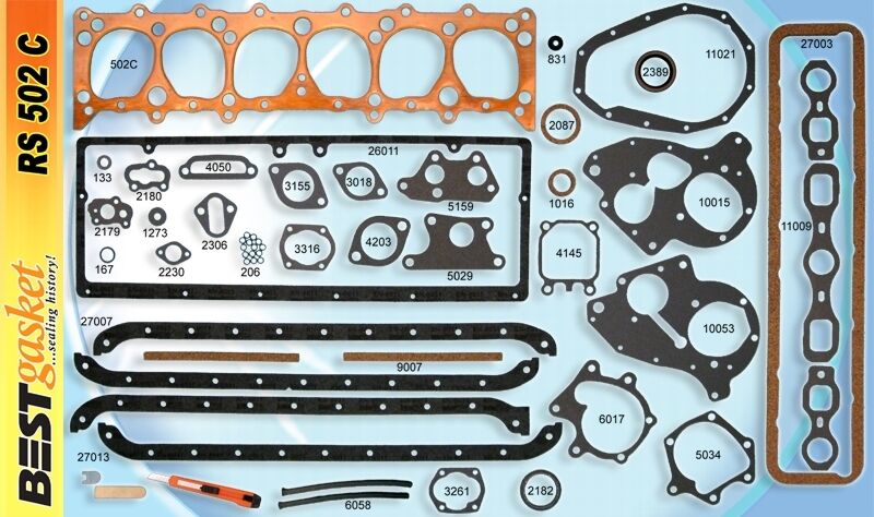 Chevy 216 235 Full Engine Gasket Set - Best Copper Head, Manifold & Oil Pan Gaskets for 1937-1953 - Perfect for Classic Car Restoration & Engine Rebuild Projects