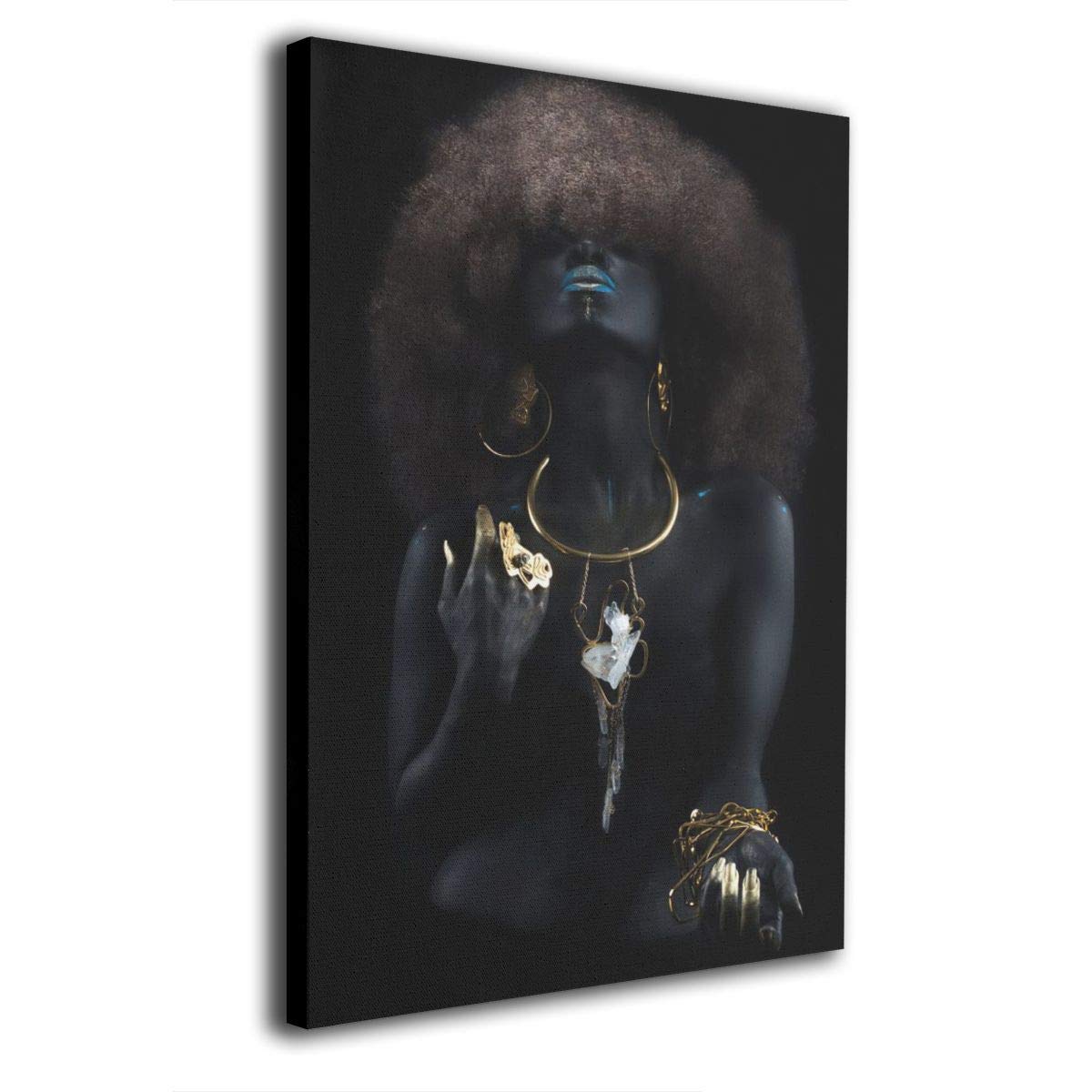 African American Woman Art - Gold & Black Canvas Wall Decor Painting, 8x12 Inch Poster Print for Living Room & Bedroom - Perfect for Home, Office & Gift Giving
