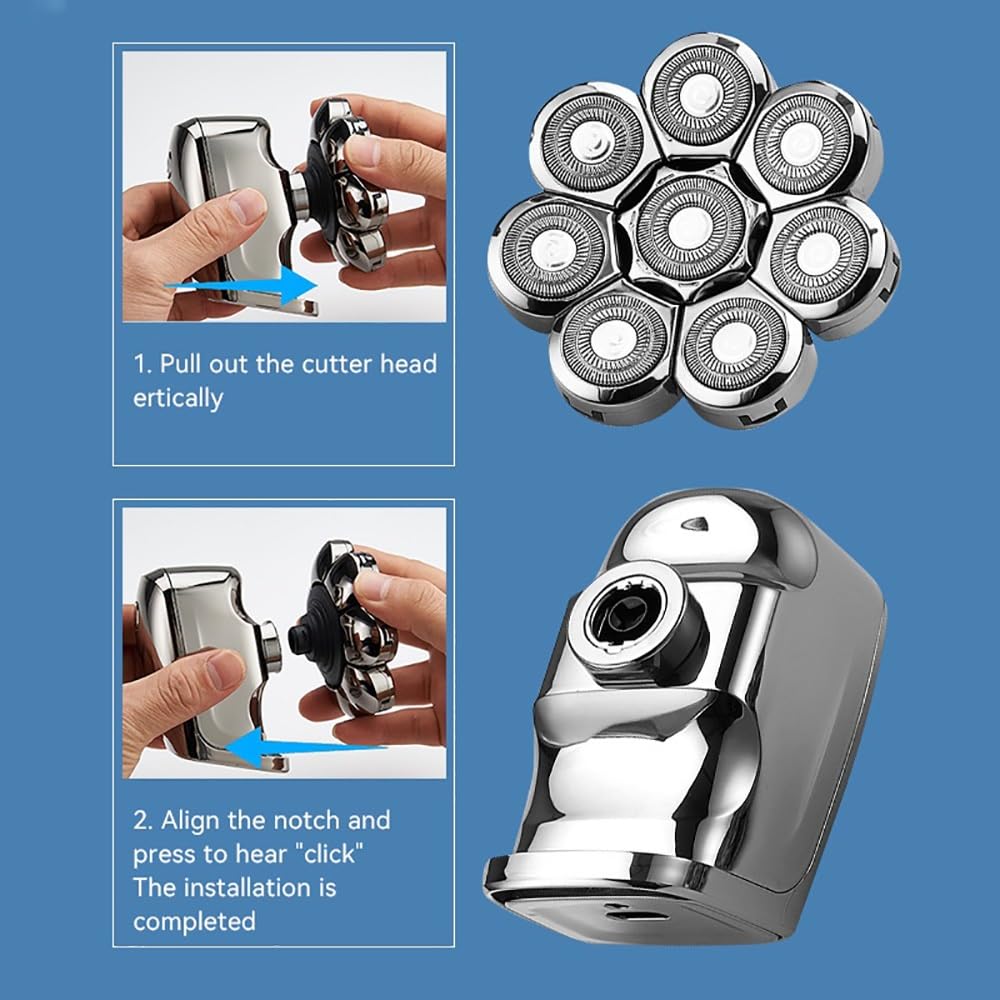 Professional 8-Blade Electric Head Shaver for Men - Waterproof Rechargeable Bald Head Shaving Machine & Beard Trimmer - Perfect for Travel, Gym, and Daily Grooming Routine