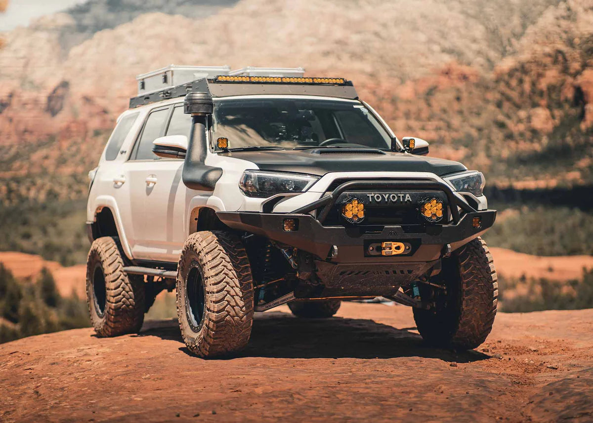 2020-2024 Toyota 4Runner Heavy Duty Bull Bar Front Bumper | Off-Road Adventure PreRunner Mod | Overlanding & Hi-Lite Protection for Trail Driving & Camping