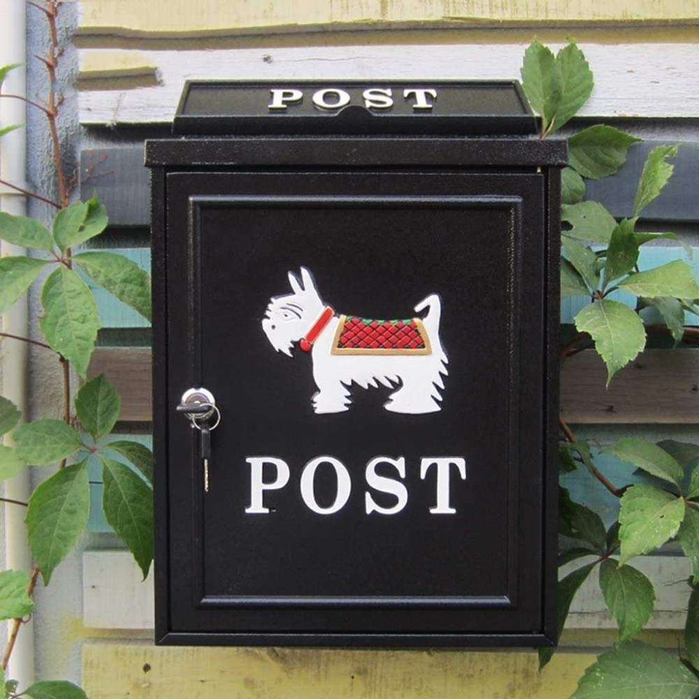 Waterproof Outdoor Mailbox with Lock - Black Villa Letter Box for Rain Protection | Ideal for Homes, Gardens, and Offices
