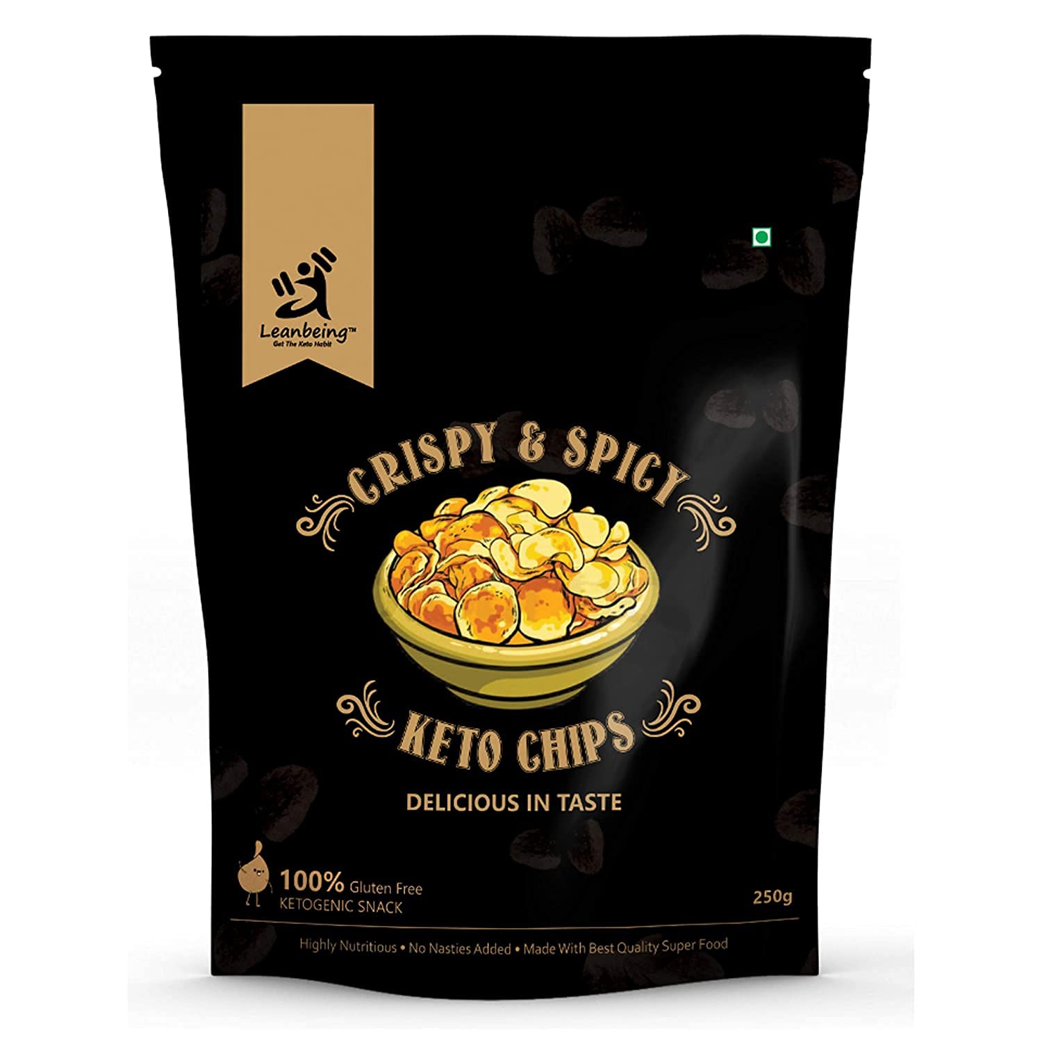 LeanBeing Keto Chips - 250g Low Carb Snack | Flamin' Hot Indian Masala Flavor | Gluten Free, Ketogenic Diet Friendly | Perfect for On-the-Go Snacking, Movie Nights & Keto Weight Loss Journeys