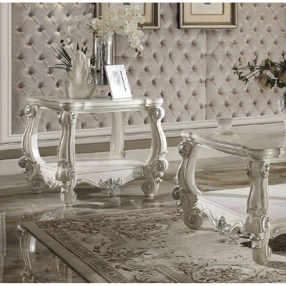 Versailles End Table in Bone White - Modern Side Table for Living Room, Bedroom, or Office - TITA-DONG 82124