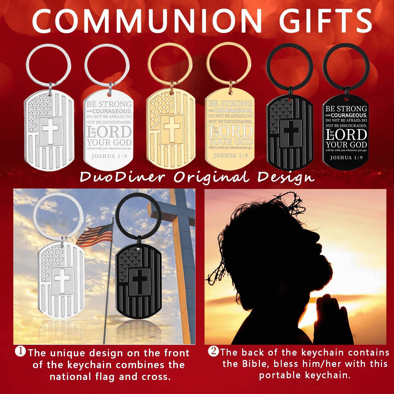 Religious Keychain for Men - Baptism, First Communion, Confirmation Gifts - Easter & Graduation Present - Durable & Meaningful Keepsake for Christian Faith & Special Occasions