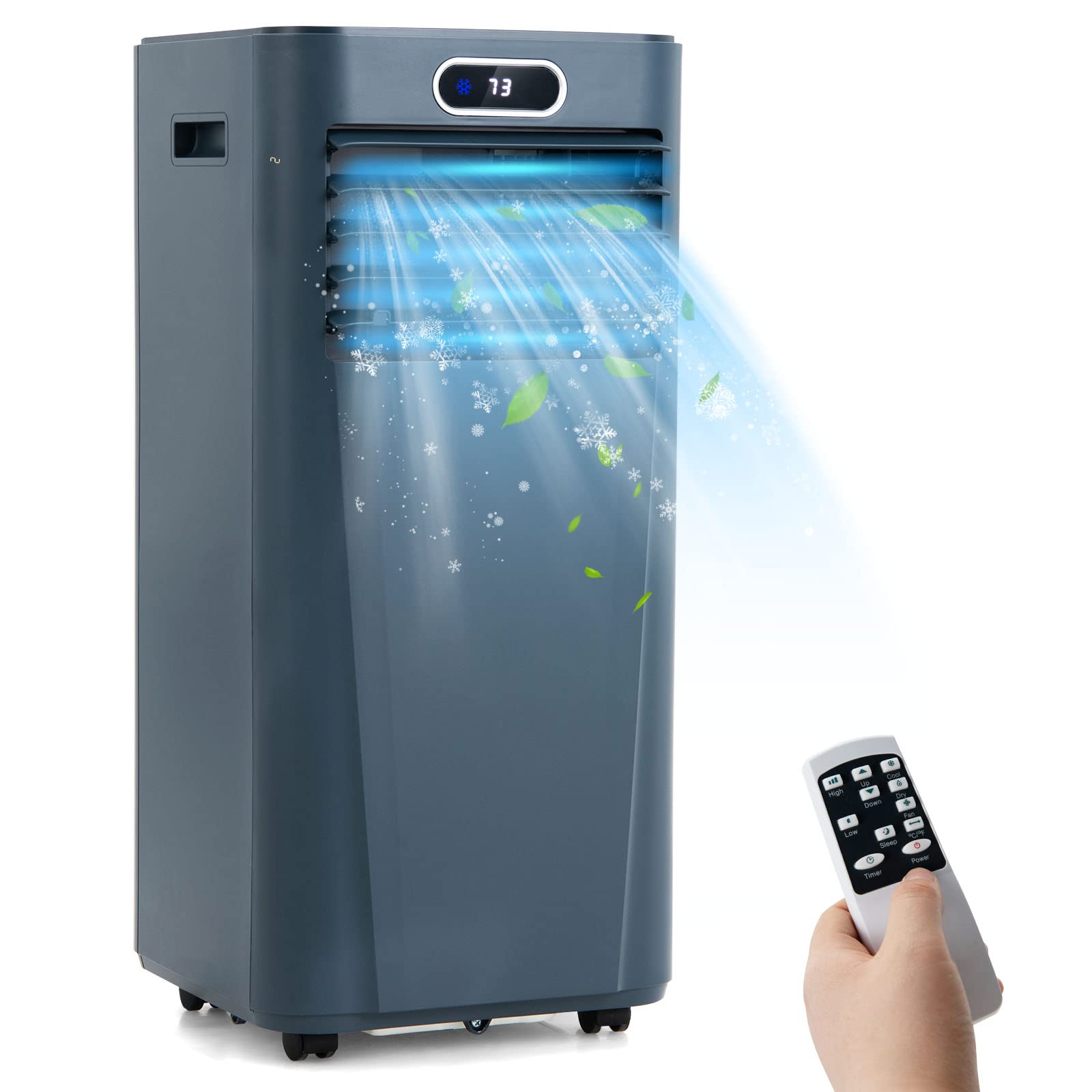 PETSITE 8000BTU Portable Air Conditioner - 3-in-1 Cooling Unit with Dehumidifier, Fan & Air Cooler Functions, Remote Control & Window Kit Included (Dark Blue) - Perfect for Bedrooms, Living Rooms & Small Offices