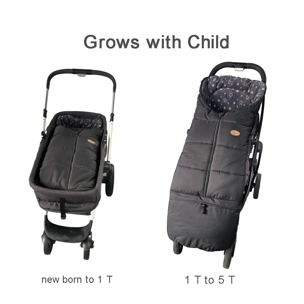 CozyMe Winter Stroller Cover with Length Extension for Newborn to 5T - Waterproof, Anti-Slip Baby Stroller Blanket & Footmuff - Perfect for Cold Weather Walks, Shopping Trips, and Outdoor Adventures