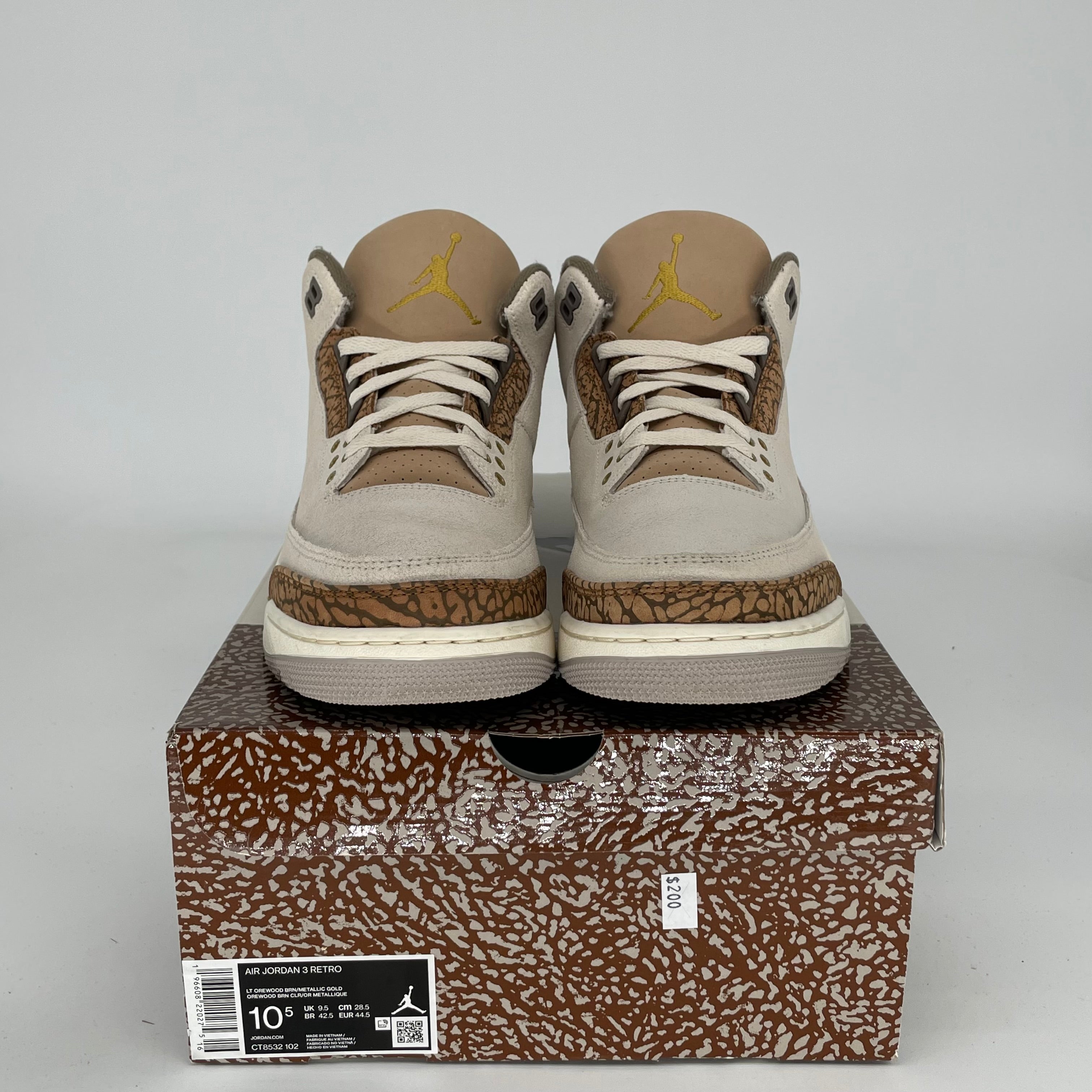 AIR JORDAN 3 PALOMINO Men's Sneakers Size 10.5 - CT8532-102 Retro Basketball Shoes for Men | Perfect for Streetwear, Casual Outfits & Sneaker Collectors