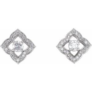 Platinum 3/4 Carat Diamond Halo Clover Stud Earrings for Women - Elegant Four Leaf Clover Design for Wedding, Anniversary & Special Occasion Gifts