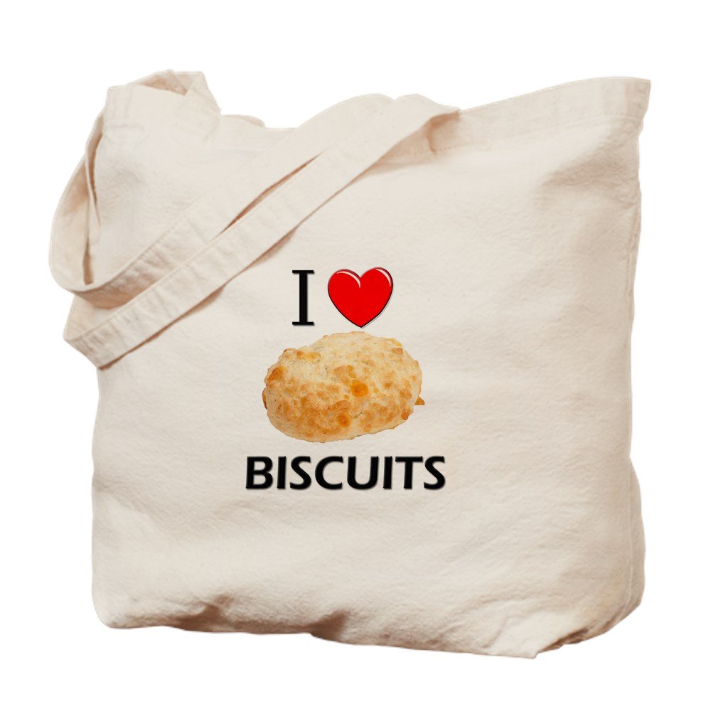 I Love Biscuits Canvas Tote Bag - Eco-Friendly Reusable Shopping Bag for Groceries, Beach & Farmers Market