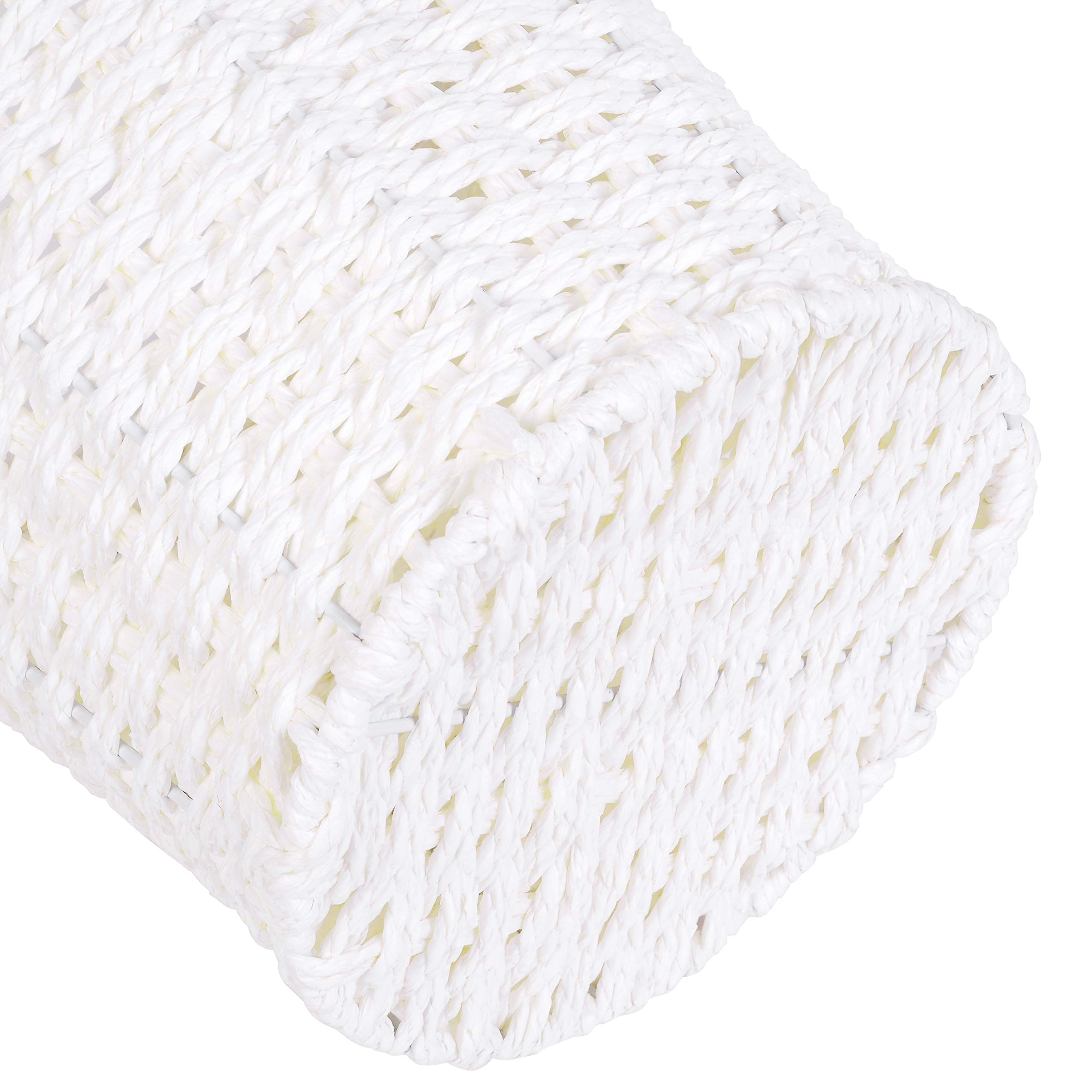 Round Wicker Waste Basket - Natural Woven Trash Can for Bedroom, Bathroom, Office & Home Decor - Eco-Friendly Paper Bin for Waste Disposal & Organization (White) | Perfect for Bathroom Storage, Bedside Garbage & Home Office Organization