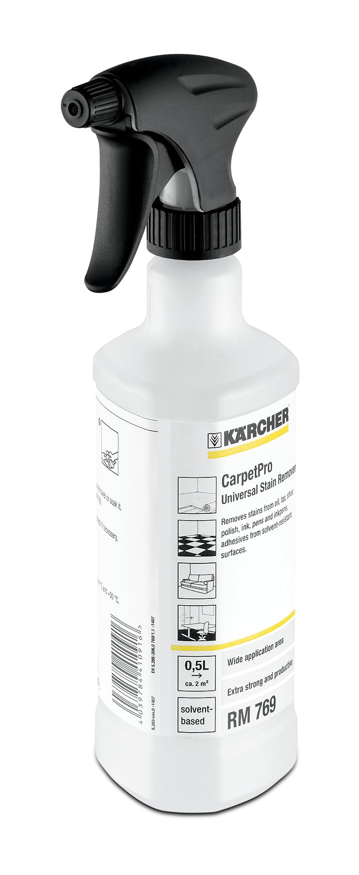 Karcher RM 769 Professional Carpet Cleaner Solution - 16.9 fl oz (500 ml) - Deep Cleans & Refreshes Carpets - Ideal for Home, Office & Auto Use - 6.295-490.0