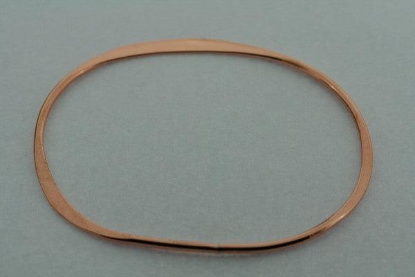 Elegant Narrow Flattened Oval Copper Bangle Bracelet - Perfect for Casual Wear, Boho Style & Layered Jewelry Looks