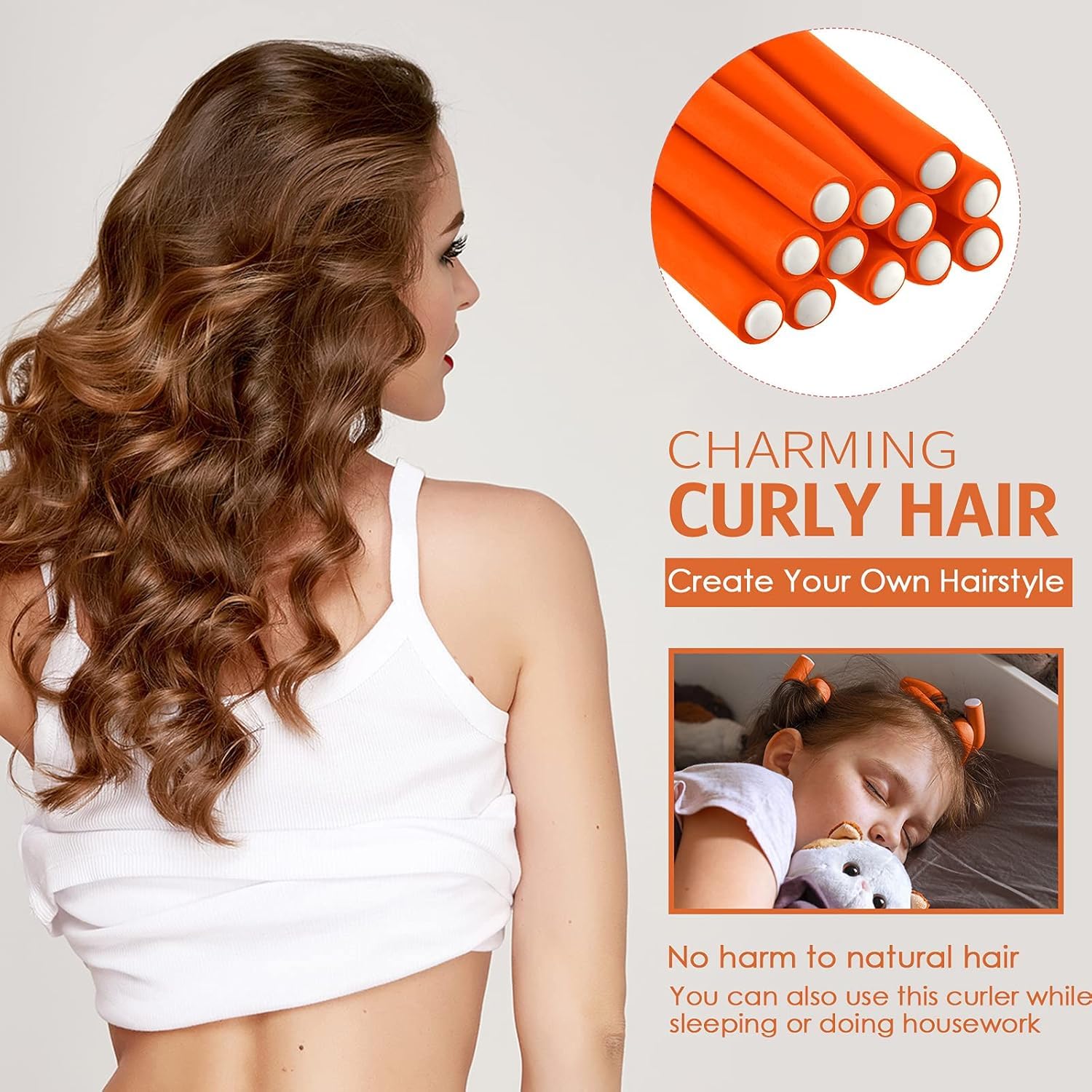 Soft Foam Hair Rollers No Heat - 6 Pack Flexible Curling Rods for Women & Girls, Perfect for Overnight Styling of Long & Short Hair | Home Use & Travel Friendly