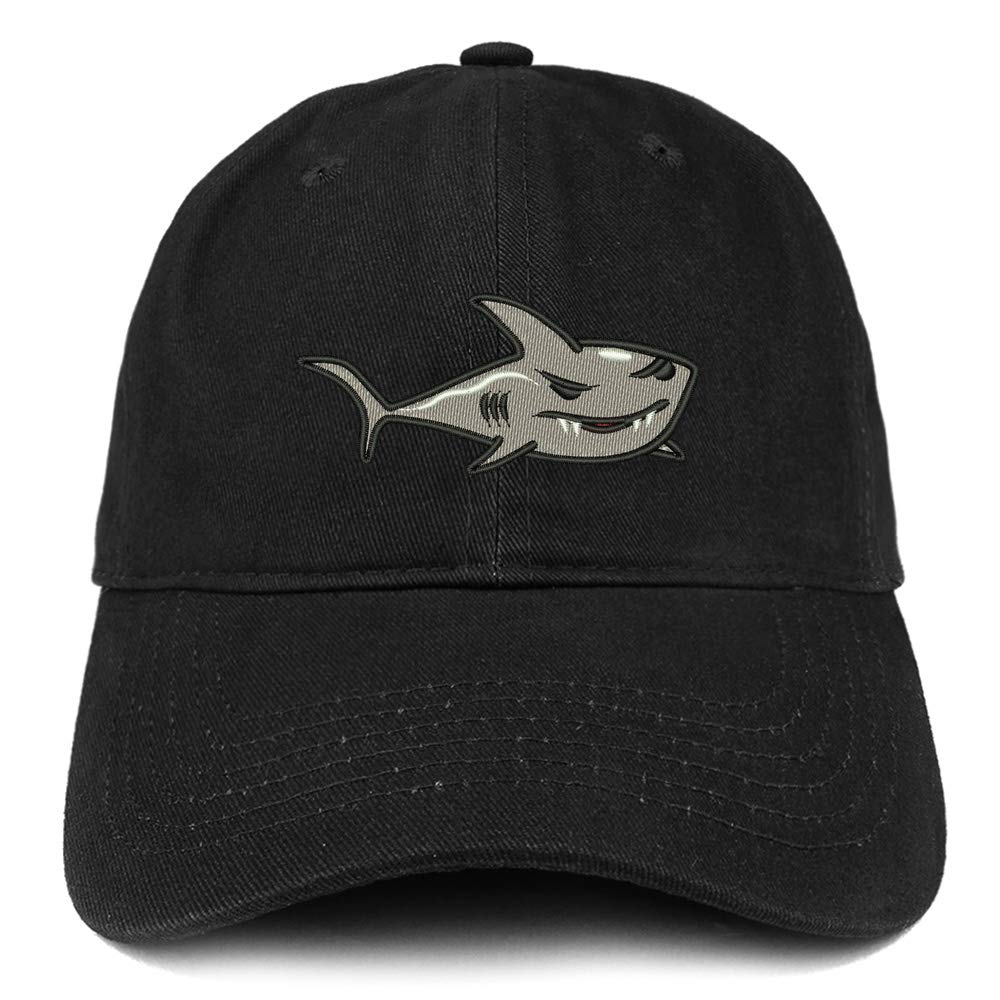 Trendy Shark Embroidered Unstructured Cotton Dad Hat for Men & Women - Casual Streetwear Fashion Accessory for Outdoor Activities, Beach Trips, and Everyday Wear