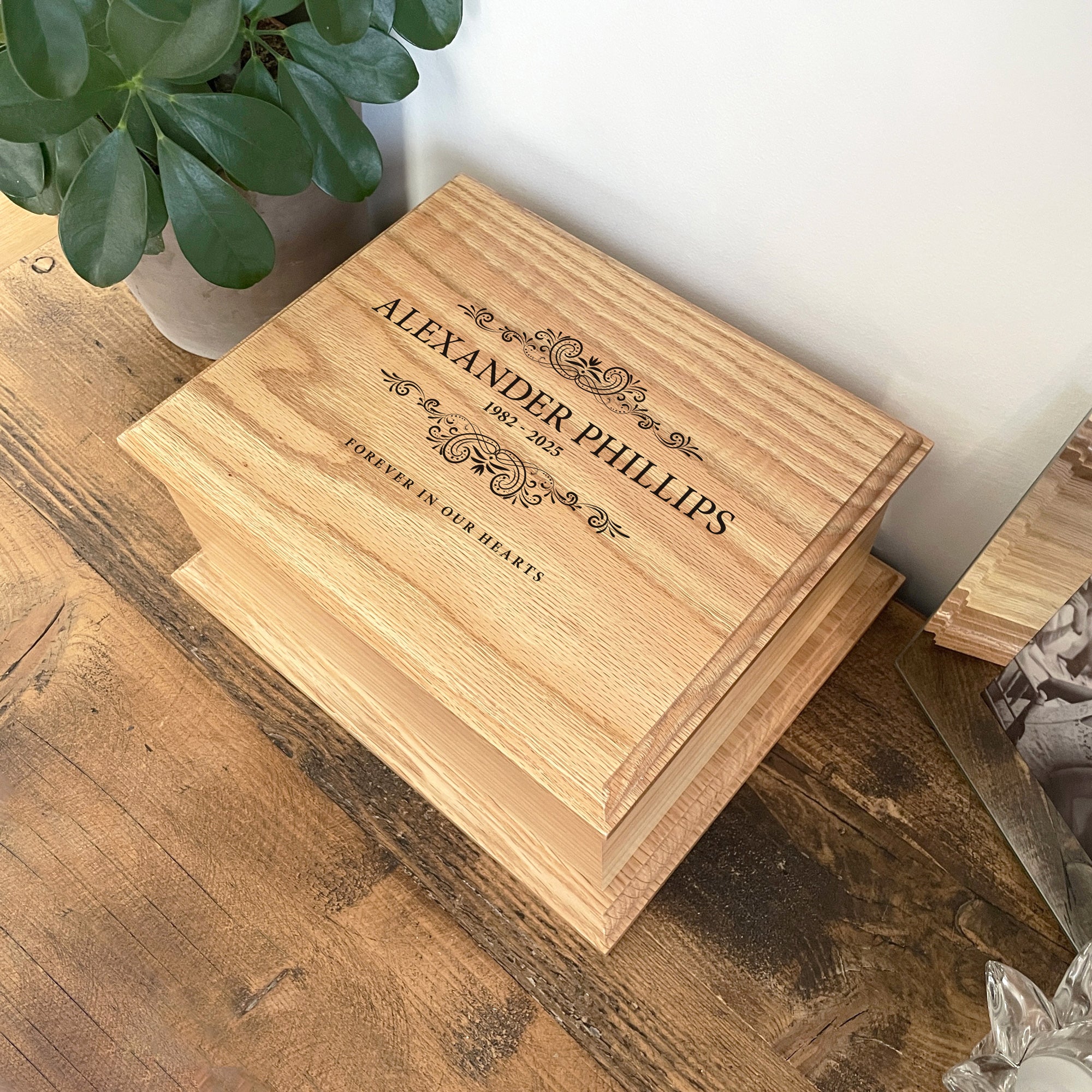 Personalized Solid Oak Adult Cremation Urn for Ashes - Handcrafted Keepsake Urn with Engraving Option - Perfect for Memorial Services, Home Display & Honoring Loved Ones