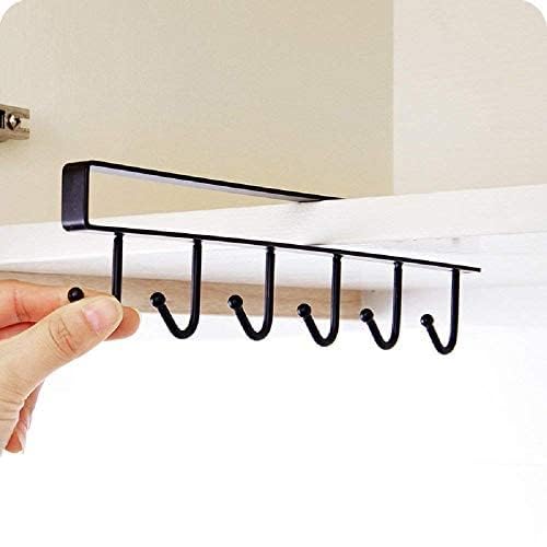 WSEYZ Under Shelf Cabinet Rack - 6 Hooks Organizer for Coffee Mugs, Wine Glasses, Keys & Scarves | Space Saving Kitchen & Closet Storage Solution | Perfect for Small Spaces & Home Organization