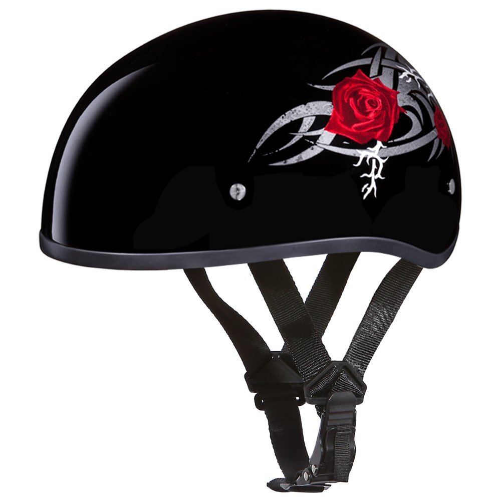 Daytona Half Skull Cap Motorcycle Helmet - DOT Approved Safety Gear for Men & Women [Multiple Graphics] | Lightweight & Ventilated for Urban Commuting & Cruising