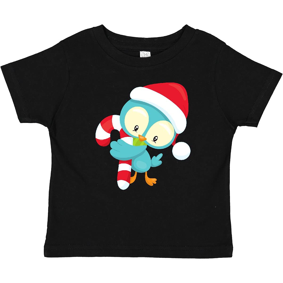 Inktastic Christmas Bird Baby T-Shirt - Cute Holiday Bird with Santa Hat & Candy Cane Design - Perfect for Christmas Photos, Family Gatherings & Festive Outfits