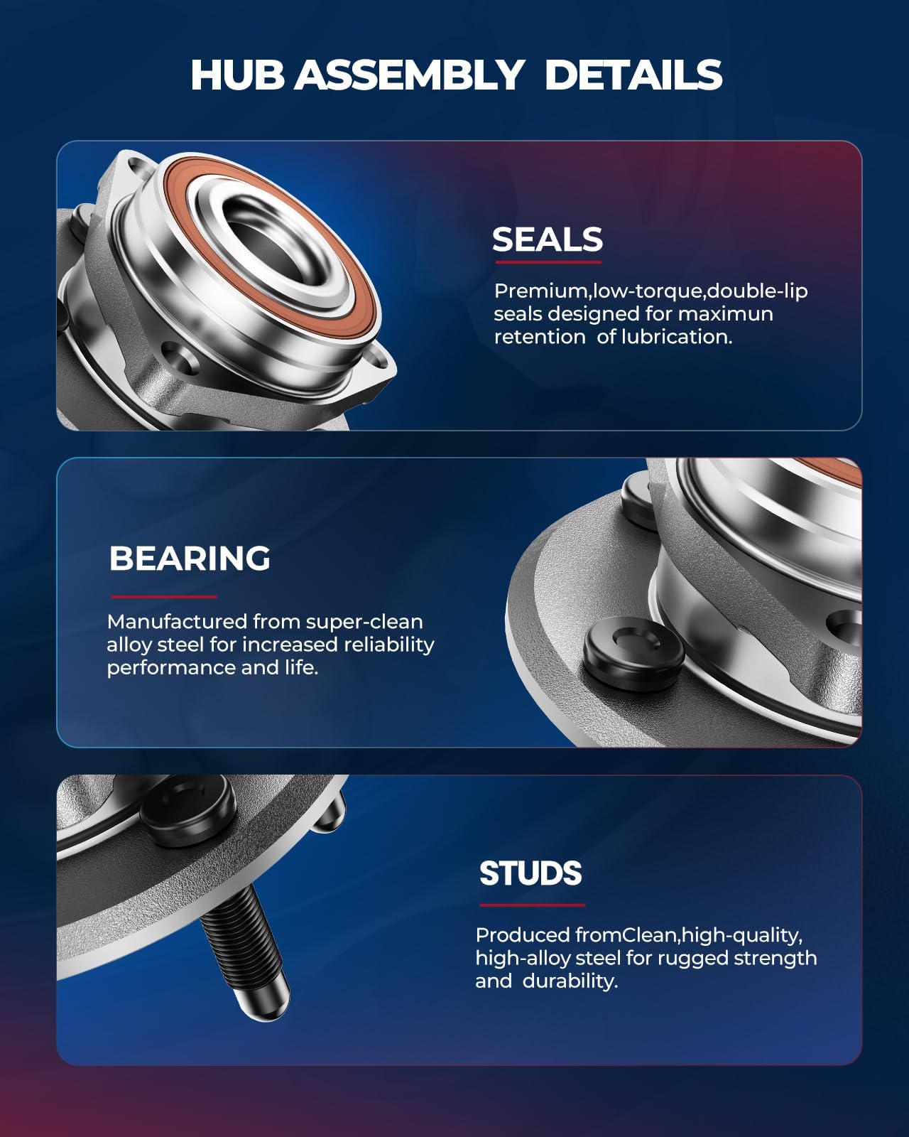 KAX 515096 Front Wheel Bearing and Hub Assembly - Compatible with 2007-2013 Chevy Tahoe, 2008-2013 Chevy Silverado 1500, 2007-2013 GMC Sierra 1500 (6 Lug w/ABS) - Durable Replacement for Smooth & Safe Driving