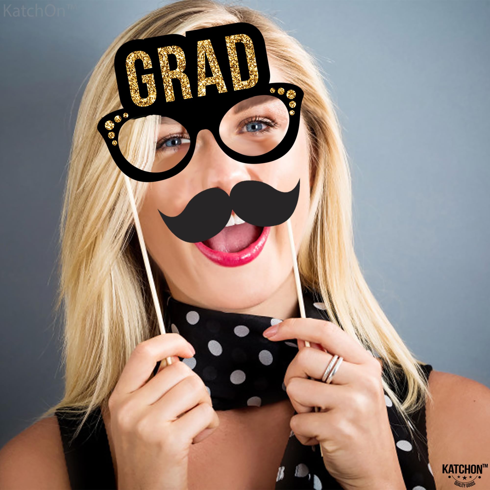 KatchOn 2025 Graduation Photo Booth Props - 21-Piece Black & Gold Decor Set for Class of 2025 | Graduation Party Decorations, Picture Backdrops & Celebration Supplies | Perfect for Graduation Parties, School Events & Photo Sessions