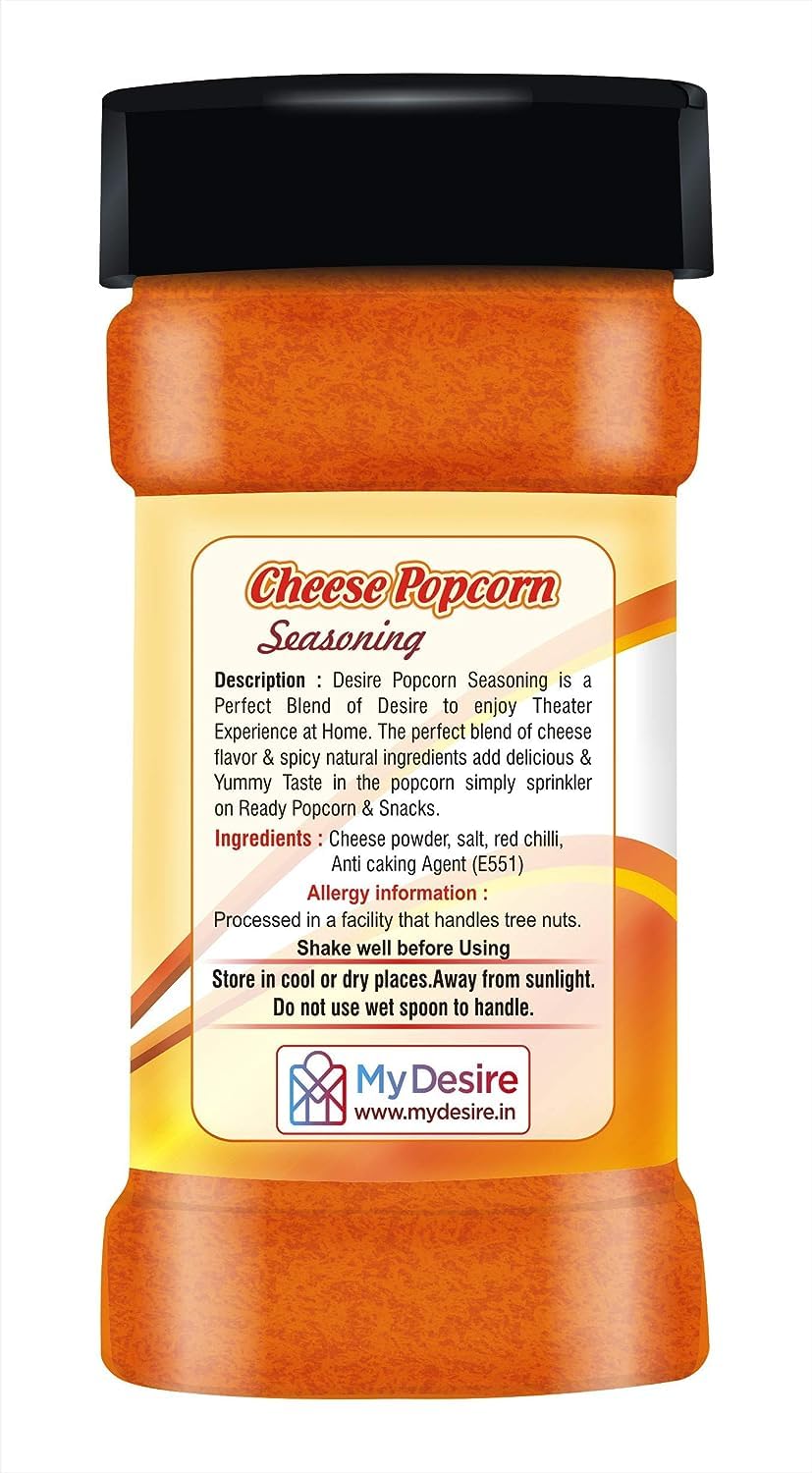 Desire Cheese Popcorn Seasoning Powder - 200g Bulk Cheese Powder for Popcorn, Nachos, Pasta, Pizza & Fries | Perfect for Movie Nights, Parties & Snack Time