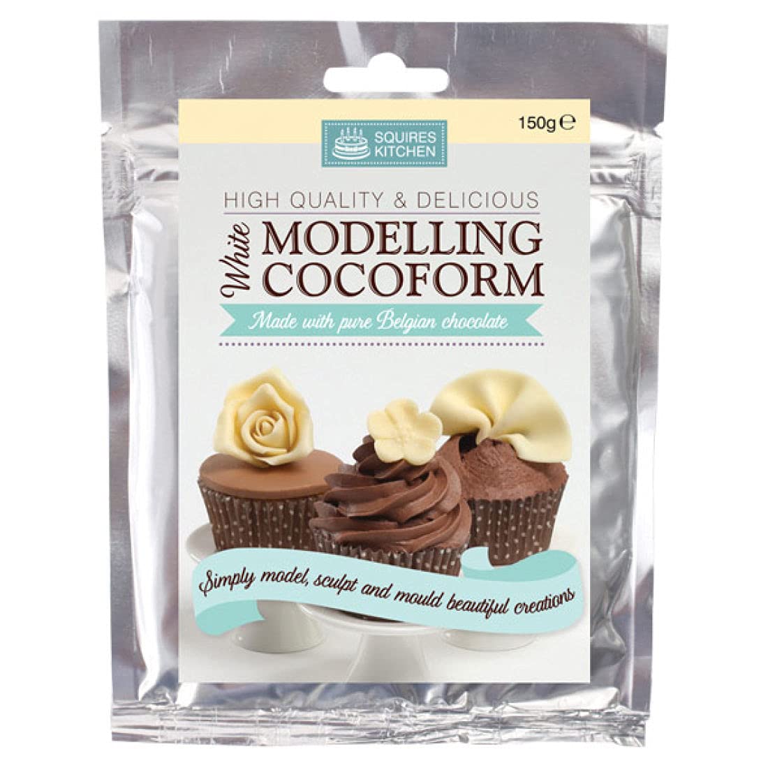 Squires Kitchen White Edible Modelling Cocoform Cooking Chocolate 150g - Premium Baking Chocolate for Cake Decorating, Candy Making & DIY Desserts