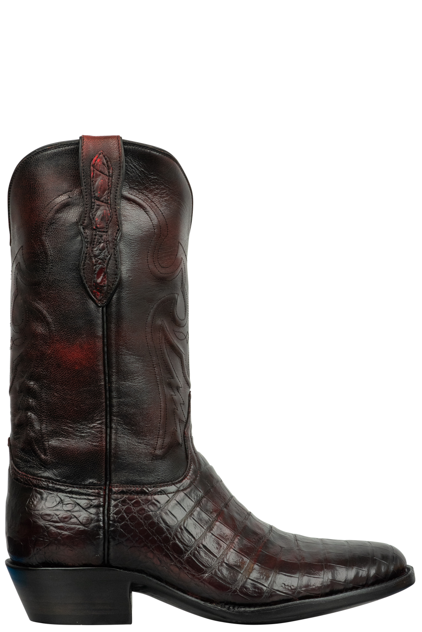 Premium Black Jack Caiman Belly Cowboy Boots in Black Cherry - Handcrafted Exotic Leather Western Boots for Men | Perfect for Rodeo, Country Dancing & Western Fashion