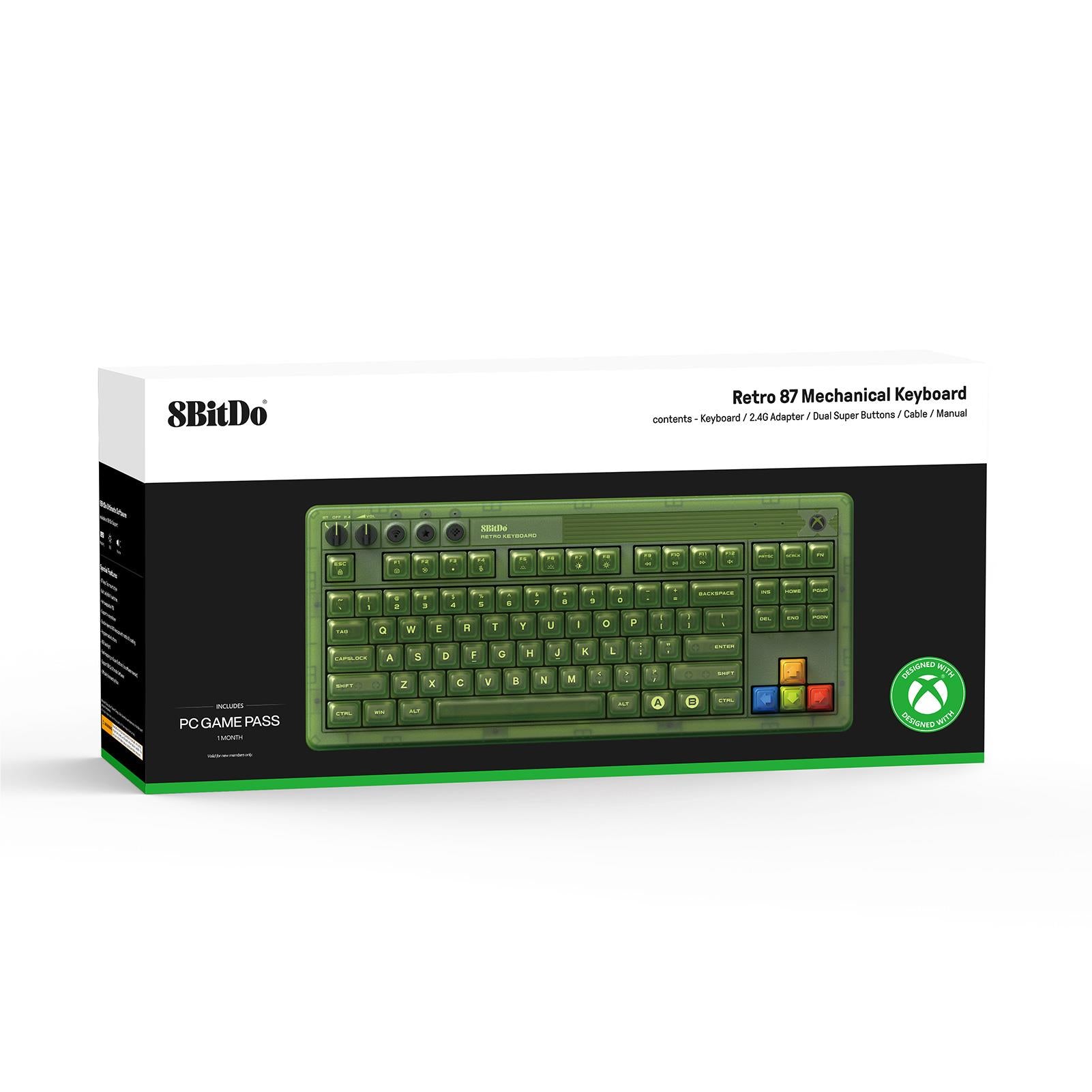 8Bitdo Retro 87 Mechanical Gaming Keyboard for Xbox - Blue Switch, Wired USB, RGB Backlit - Perfect for Retro Gaming, PC & Console Setup