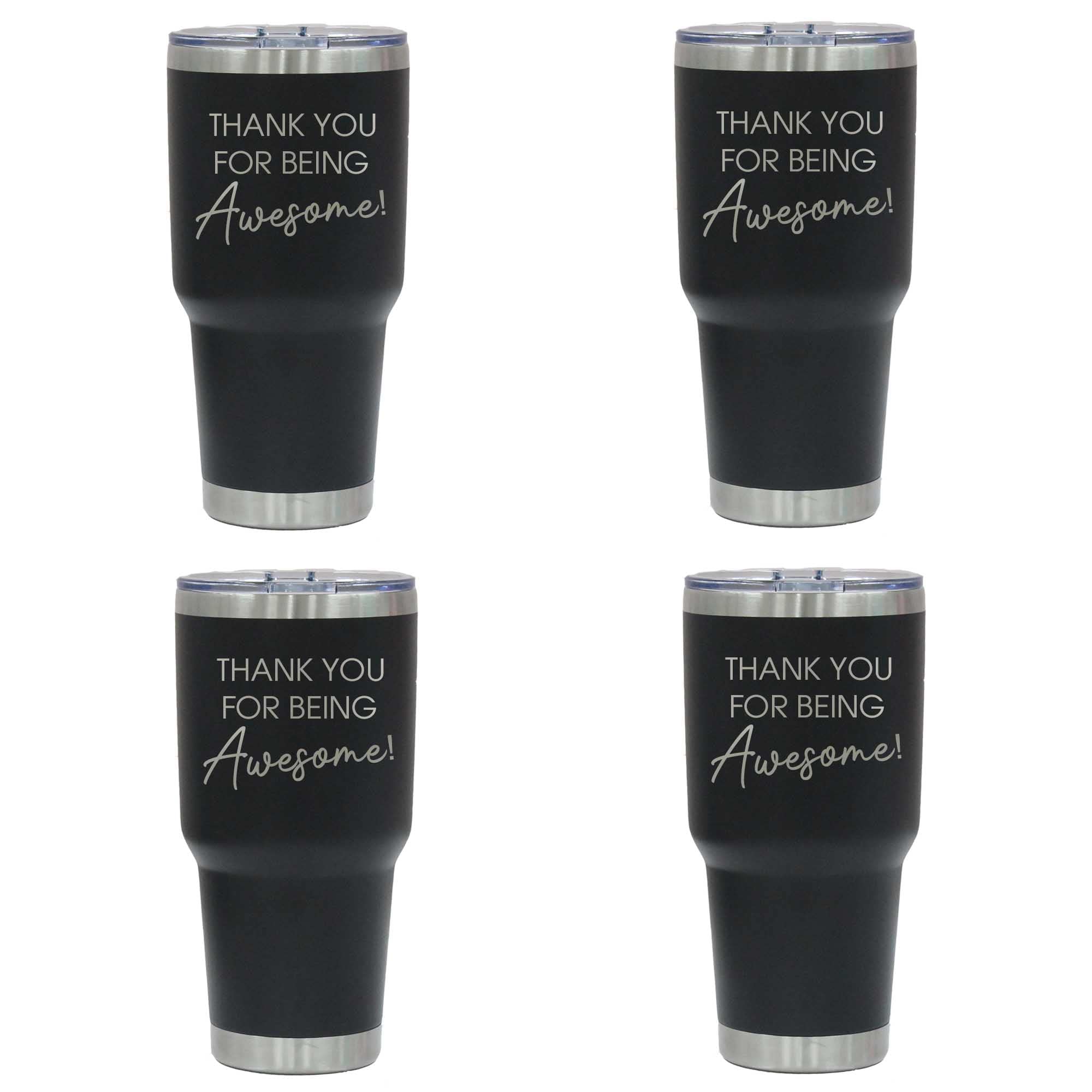 30 oz Insulated Stainless Steel Tumbler with Lid & Straw - Black (Pack of 4) - Perfect Employee Appreciation Gifts, Coworker Thank You Gifts - Ideal for Office Use, Corporate Events & Team Building Activities