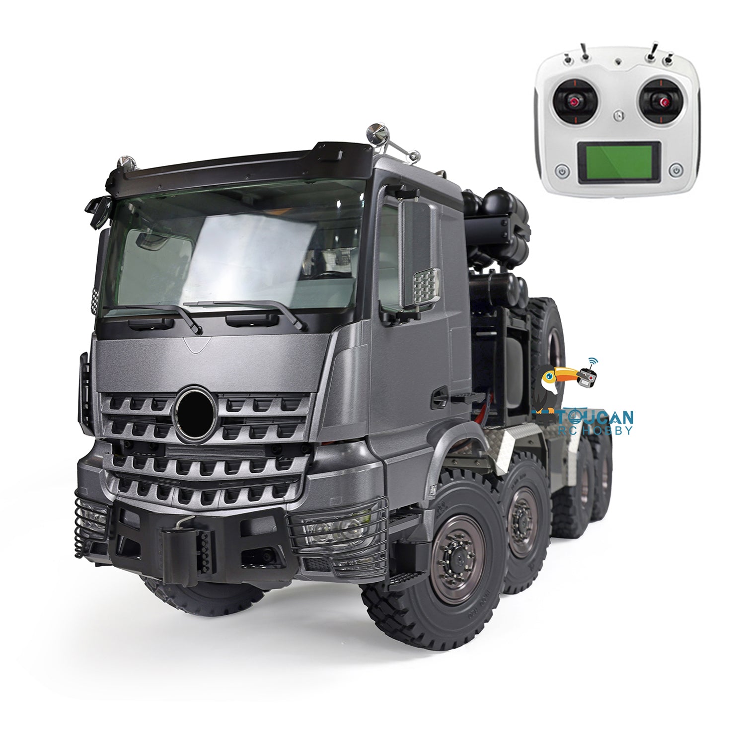 TOUCAN 1/14 Scale 8x8 Off-Road RC Tractor Truck - Metal Ready-to-Run Remote Control Model with Differential Lock Gearbox & Servo - Perfect for Hobbyists, Off-Road Racing and Backyard Adventures