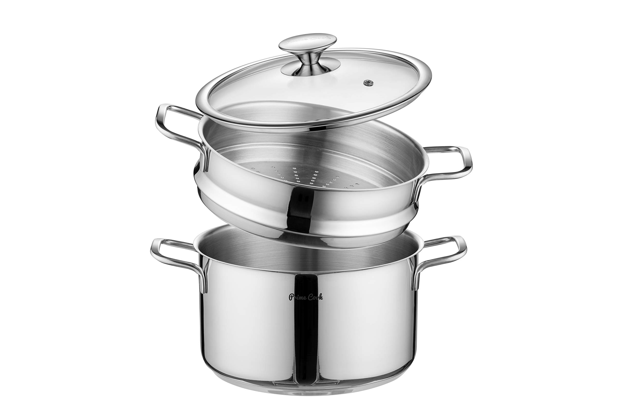 6.4 QT Stainless Steel #304 Stock Pot with Steamer Insert - Professional Cooking Pot for Soups, Stews & Vegetables - Perfect for Home Kitchens & Restaurants
