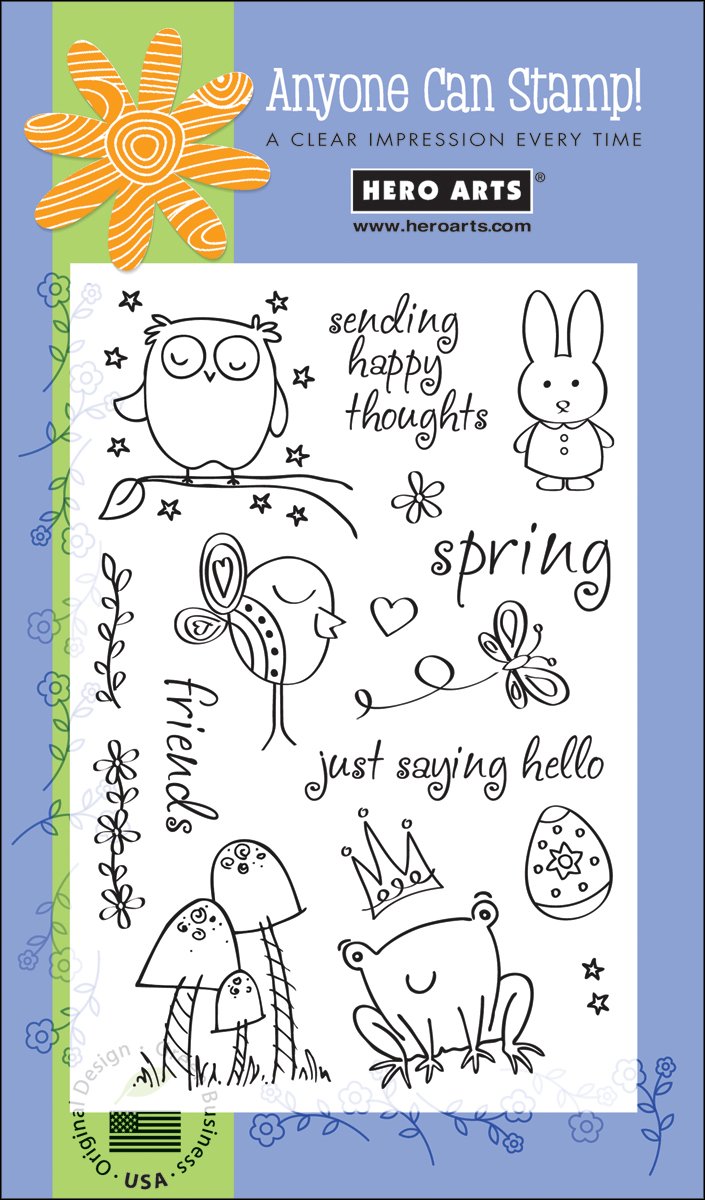 Hero Arts Clear Stamps for Card Making - Sending Happy Thoughts Greeting Card Stamps Set - Perfect for DIY Scrapbooking, Invitations & Handmade Greetings