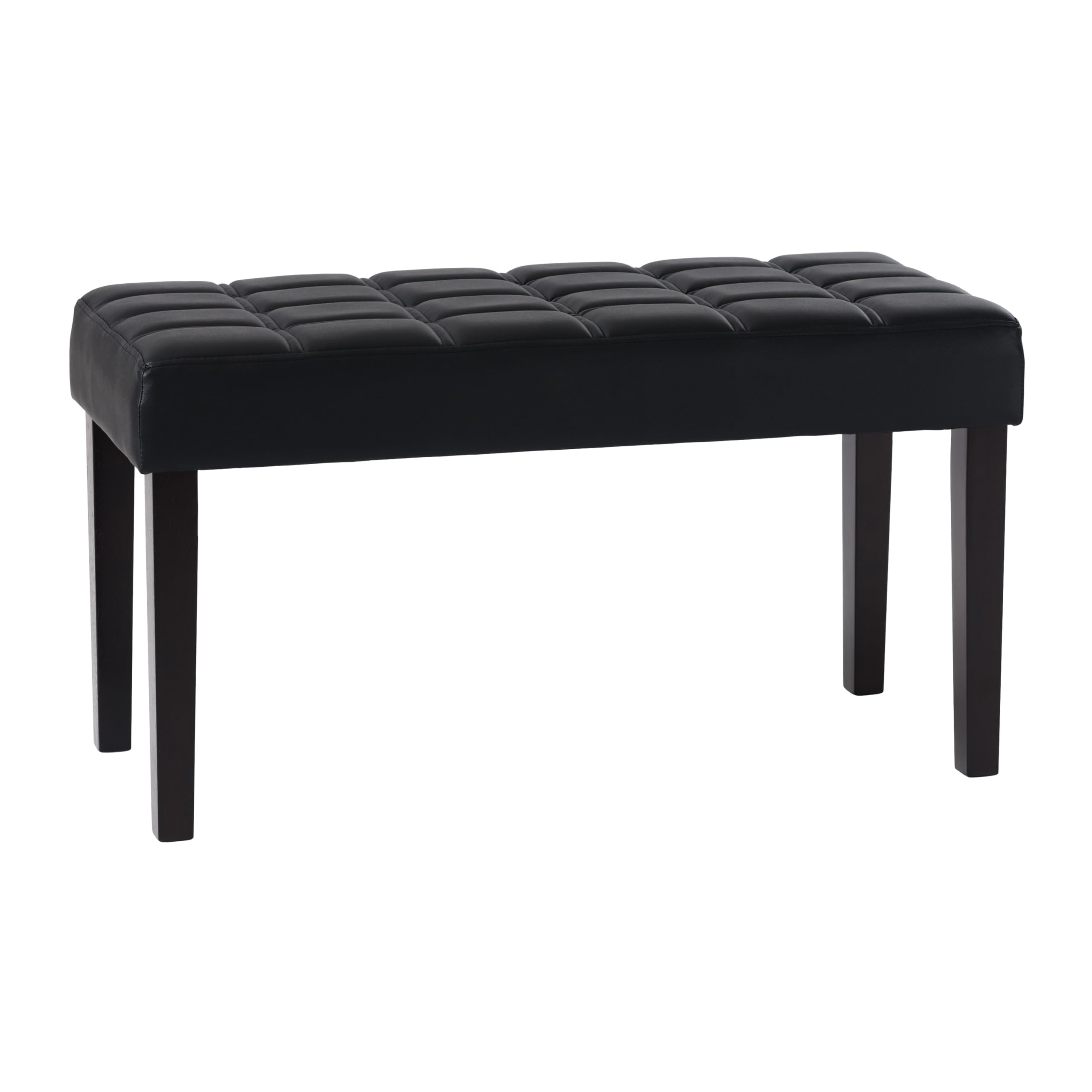 CorLiving California 24-Panel Black Leatherette Bench - Modern Upholstered Entryway Seating for Living Room, Bedroom & Hallway