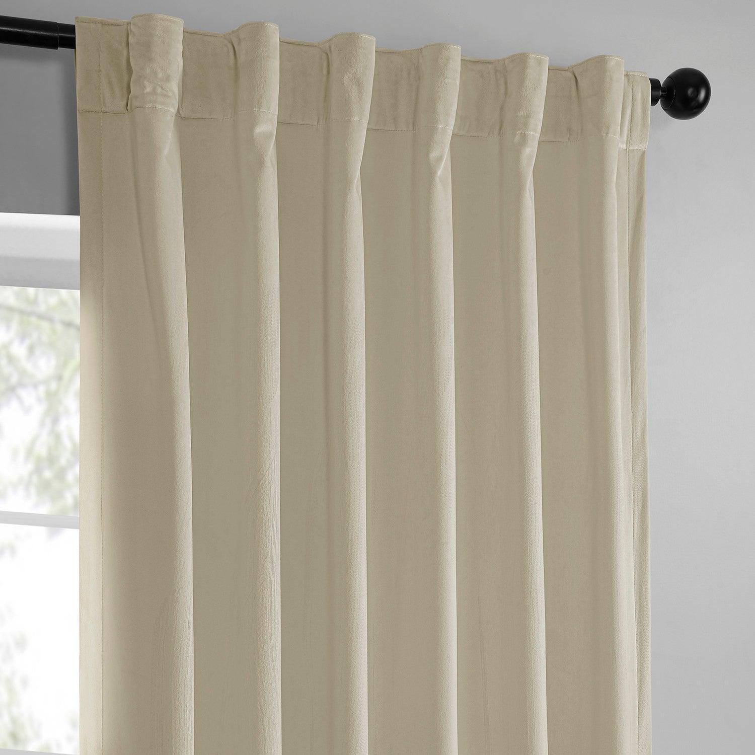 Au Lait Crème Heritage Plush Velvet Blackout Curtains for Bedroom - Soundproof Thermal Insulated Drapes for Living Room & Nursery