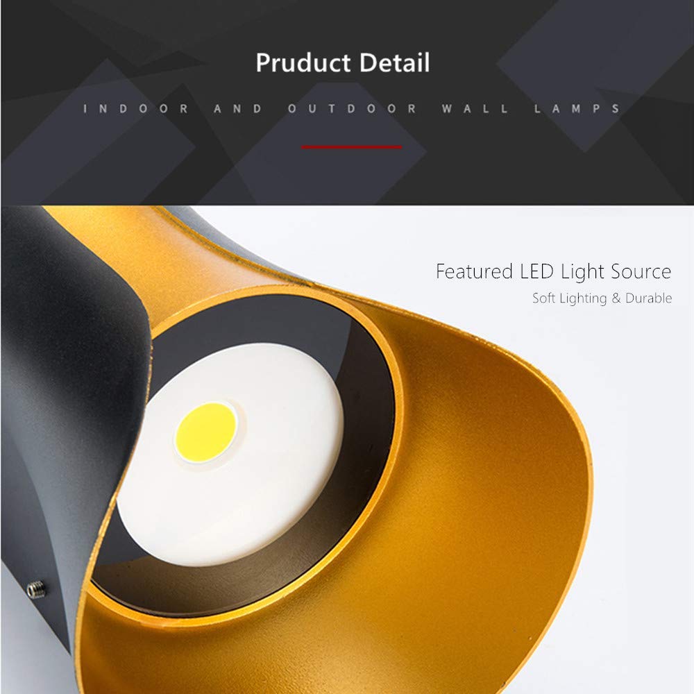 3000K Warm White LED Wall Light - IP65 Waterproof Indoor/Outdoor Spot Night Light for Hallway, Bedroom, Living Room | Modern Metal Sconce Lighting for Patio, Garden, Porch & Exterior Walls