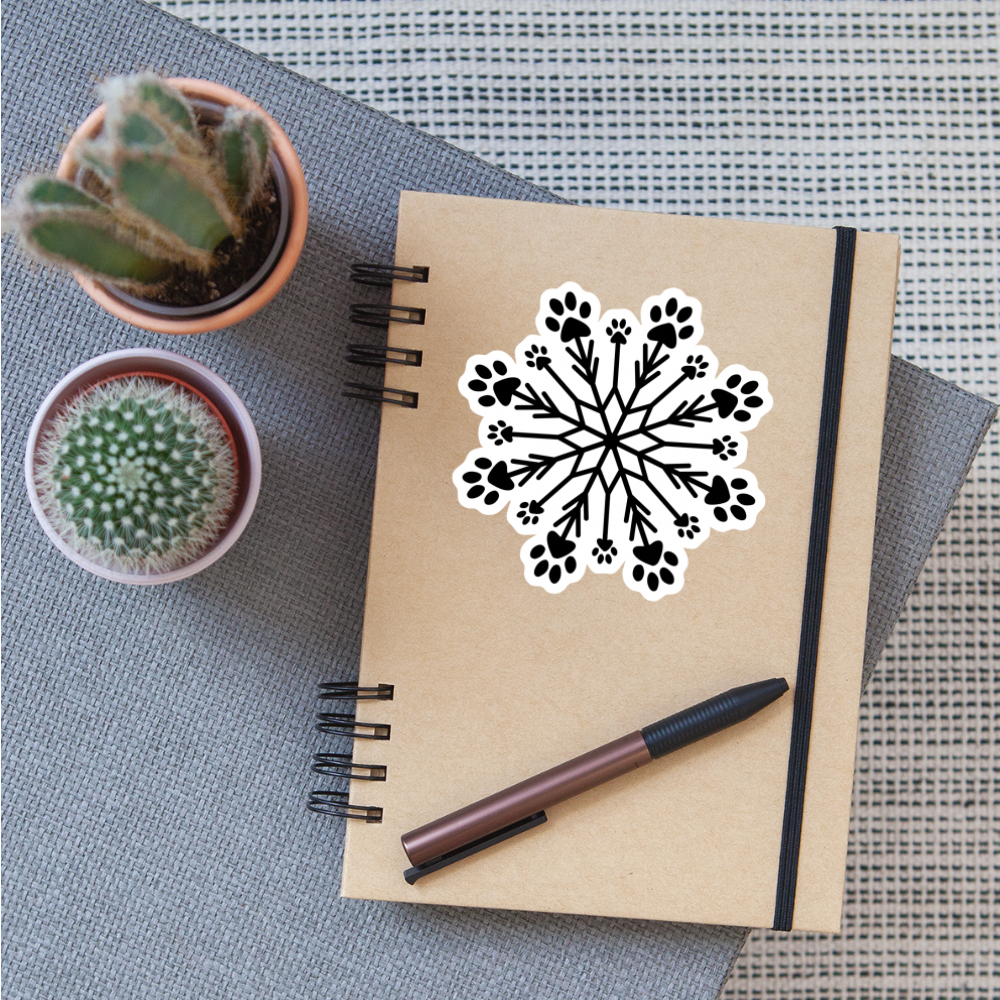 Paw Snowflake Sticker - Cute Winter Pet-Themed Decals for Laptops, Water Bottles & DIY Crafts | Perfect for Holiday Gifting & Seasonal Decorations